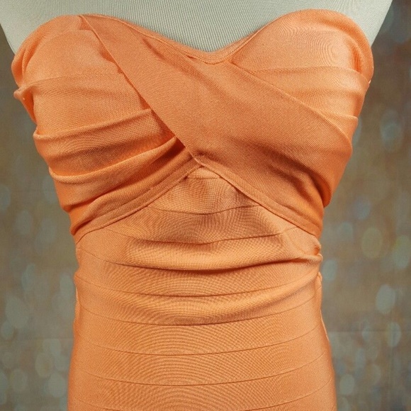 Neon Coral Strapless Dress